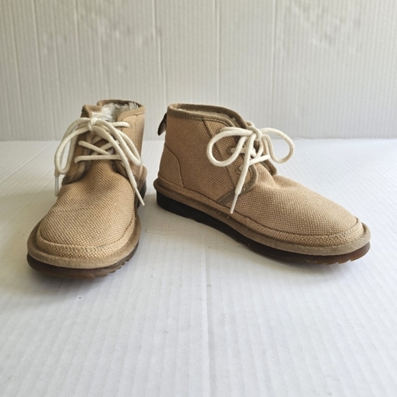 UGG Neumel boots size 5 natural hemp woven lace up plush lined - Picture 1 of 14
